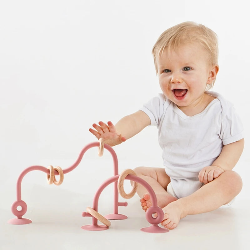 Anello di legno per bambini in morbido silicone Teether