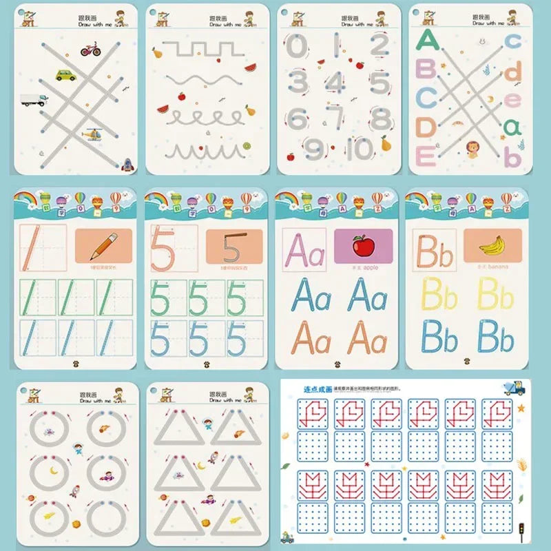 Cuaderno de ejercicios de trazado mágico Montessori